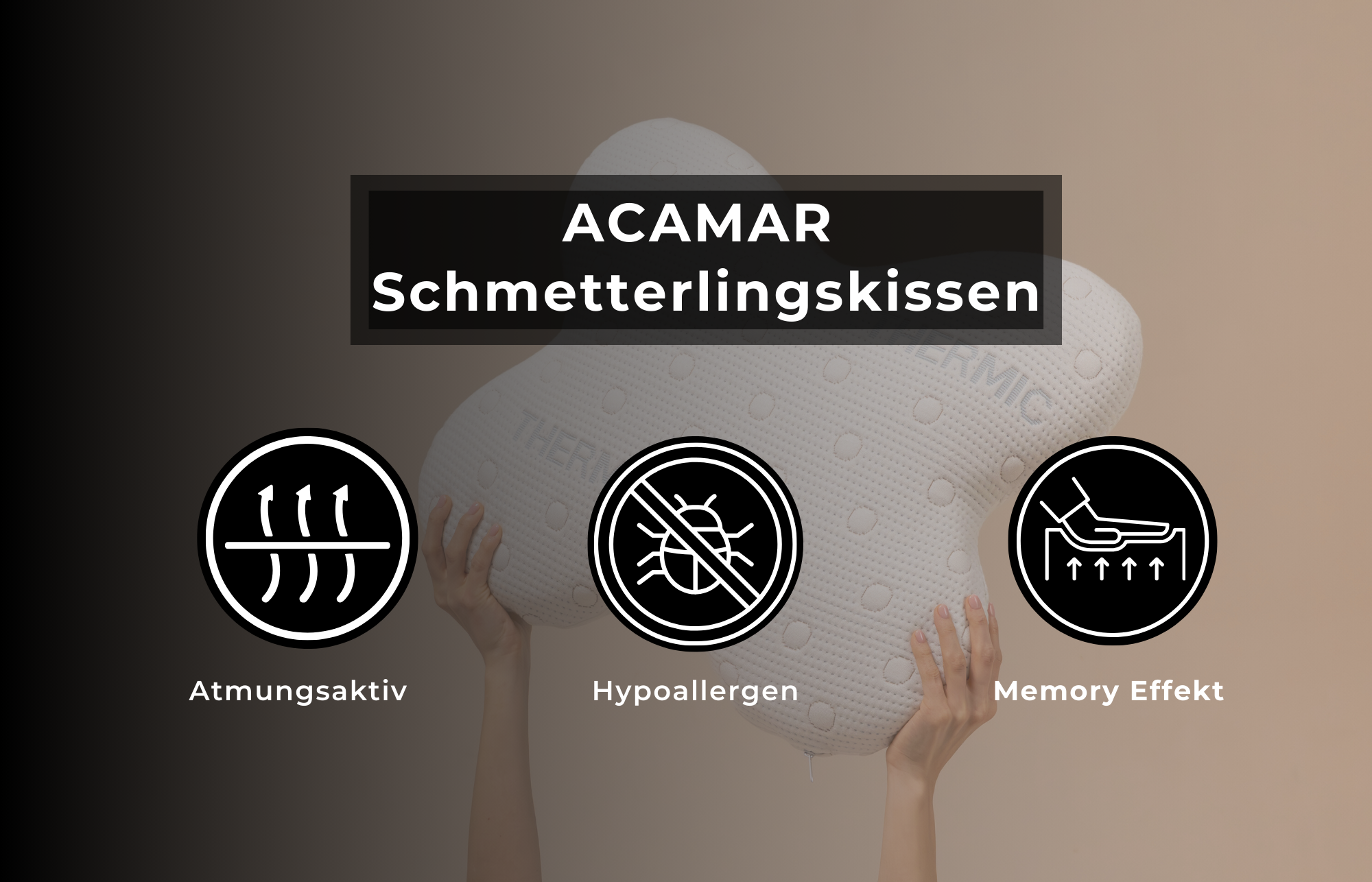 ACAMAR Seitenschläferkissen aus Visco Schaum, Schmetterlingsform mit thermoregulierendem Bezug