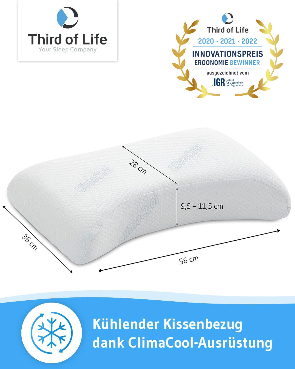 VITAL ice kühlendes Nackenstützkissen mit ClimaCool Bezug